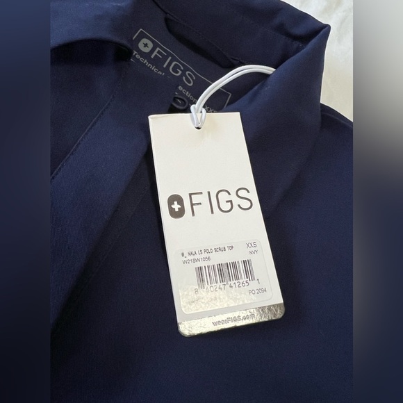 FIGS |Navy Blue Nala Top Long Sleeve Collared Technical Scrub | Women’s XXS NWT - Picture 8 of 10